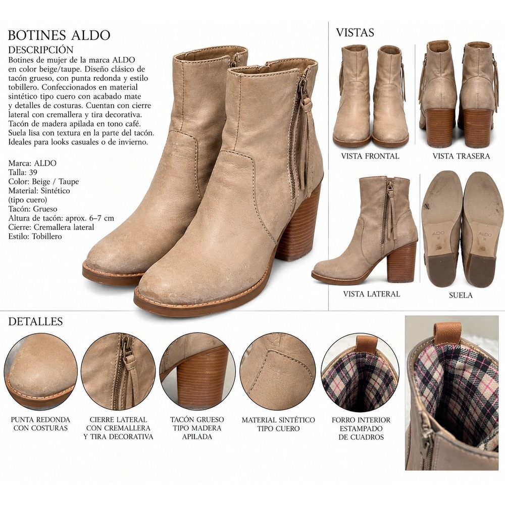 Botines de mujer ALDO , talla 39 , en color beige/taupe